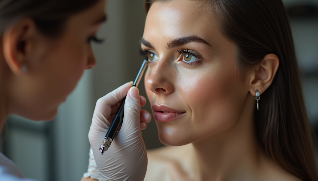 Femeie cu sprâncene impecabile după microblading în 2026