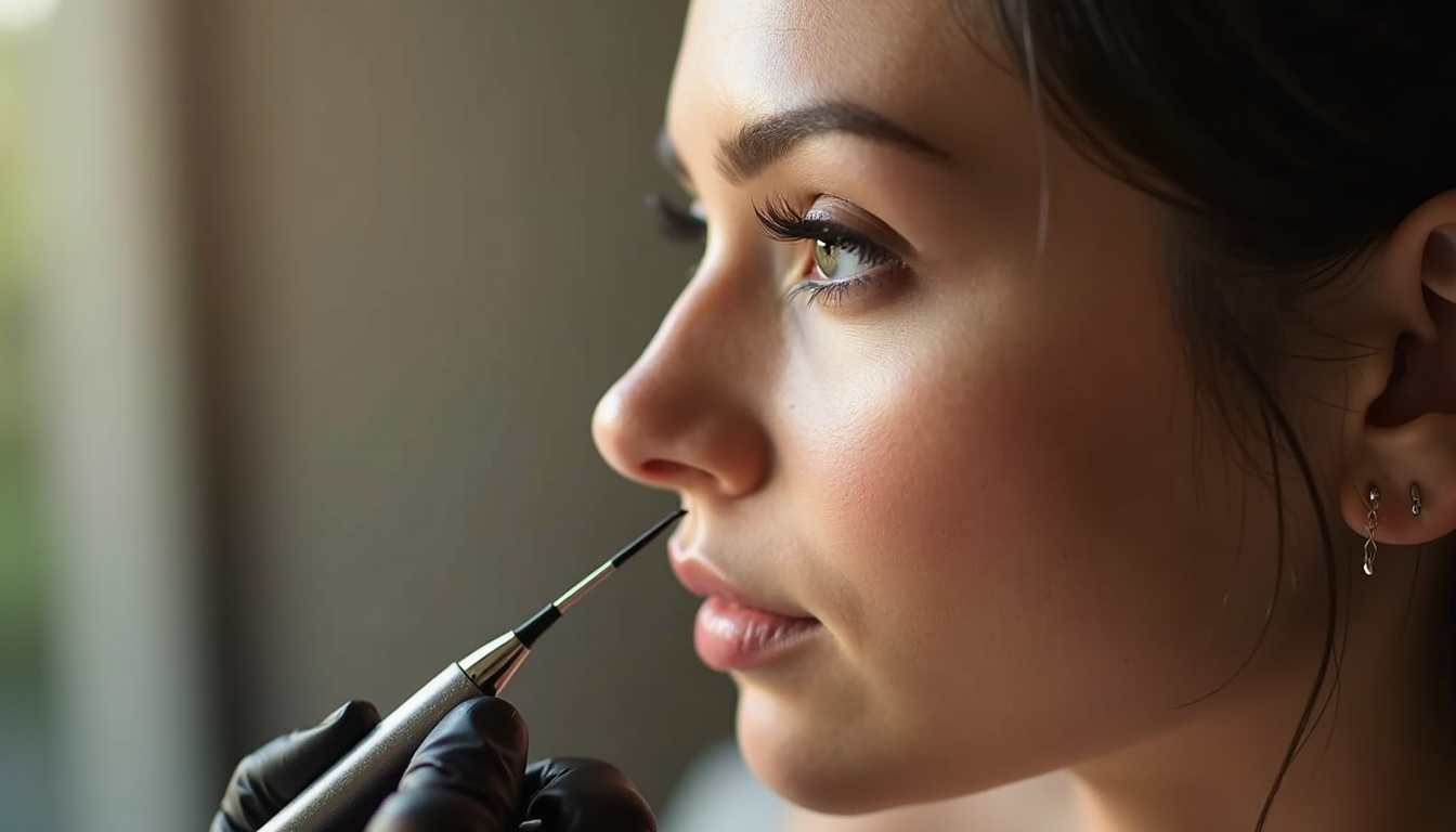 Ochi cu micropigmentare eyeliner, cu o privire intensă și definită