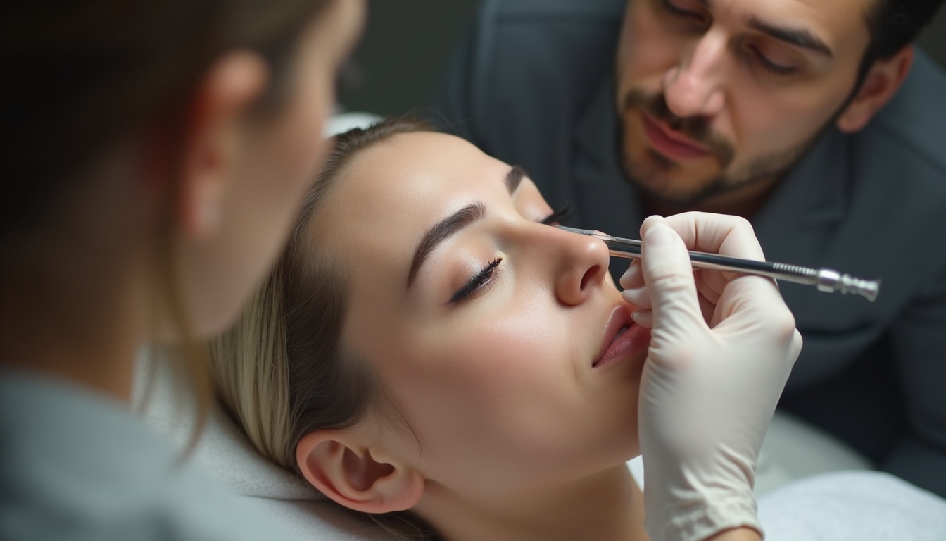 Ochi cu micropigmentare pleoape, subliniind frumusețea și definirea cu un eyeliner semipermanent. Imagine de referință