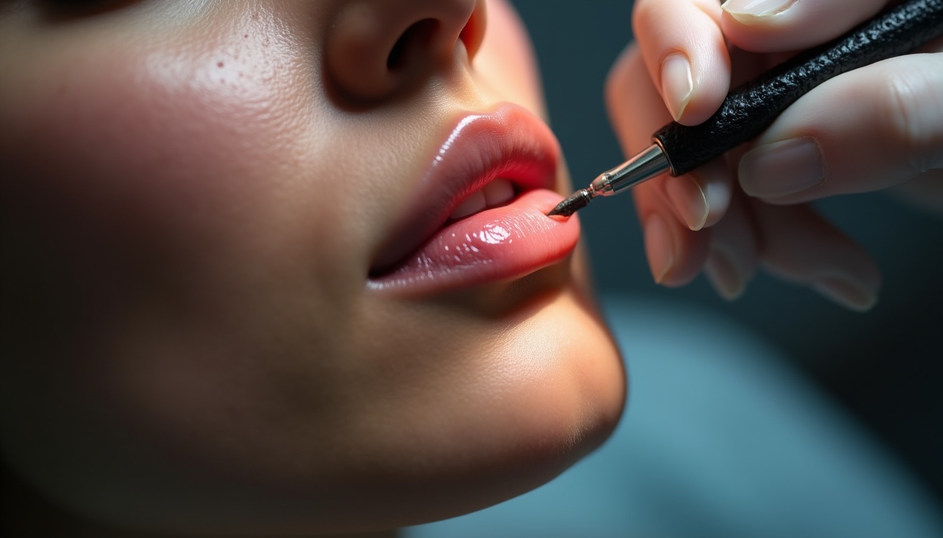 Buze frumos conturate și pigmentate, ilustrând rezultatele micropigmentării și discutând despre preț