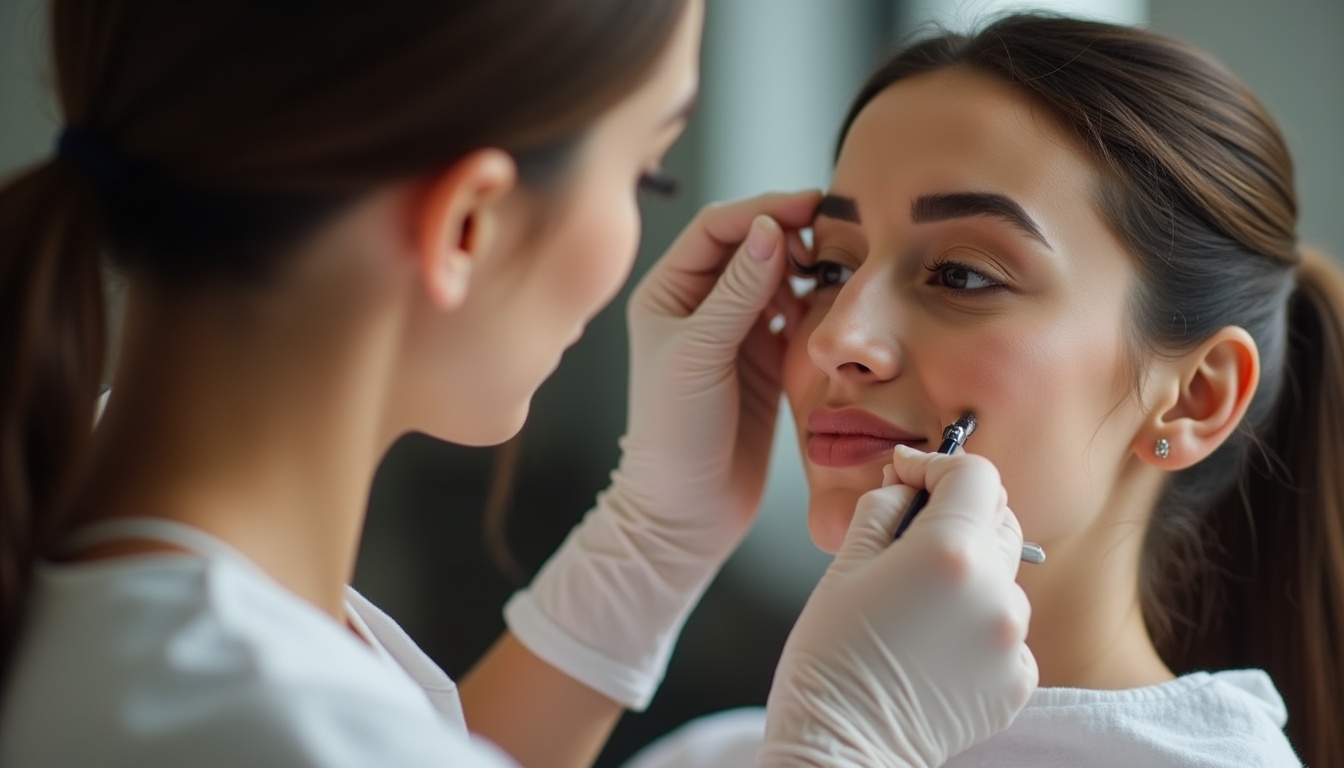 Femeie cu sprâncene perfect conturate prin tatuaj fir cu fir la Red Salon